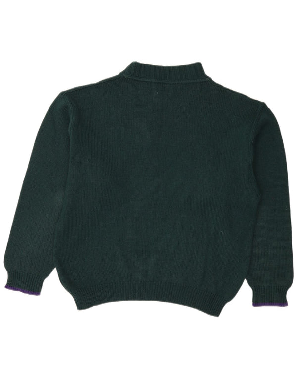 Vintage Womens Turtle Neck Jumper Sweater UK 14 Large Green Wool