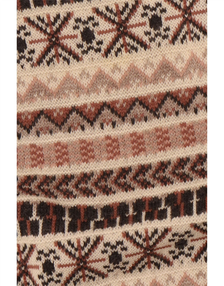 Pulover vintage pentru bărbați cu gât țestoasă, lână Fair Isle, bej mediu