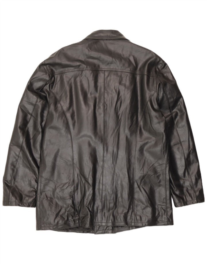 Jachetă din piele vintage pentru bărbați cu piept dublu IT 54 2XL din piele neagră