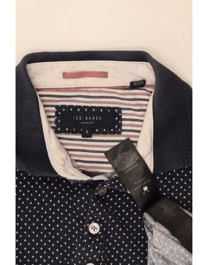 Tricou polo pentru bărbați Ted Baker Mărimea 3, bumbac cu pete, albastru marin mediu
