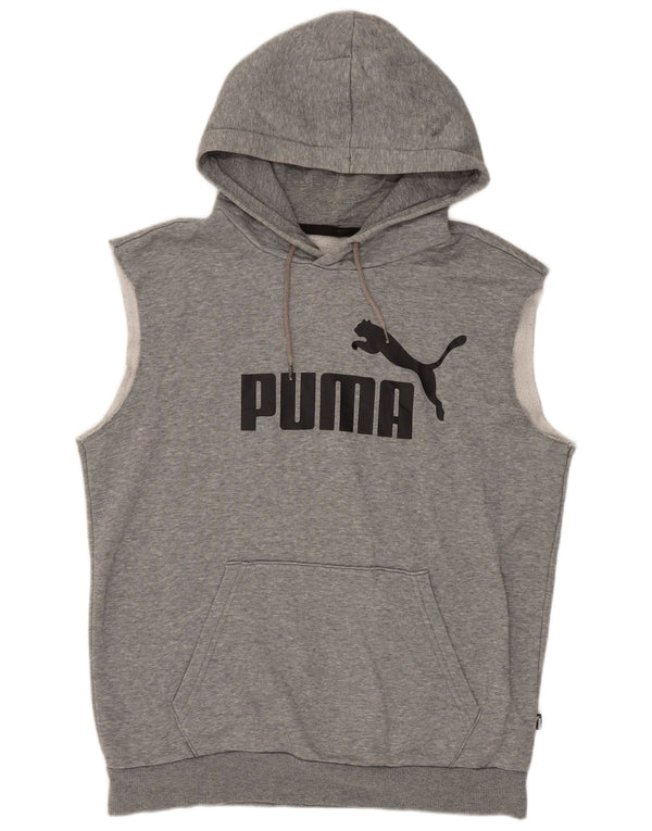 Pulover cu glugă fără mâneci cu grafică Puma pentru bărbați UK 12 Medium Gri Flecked