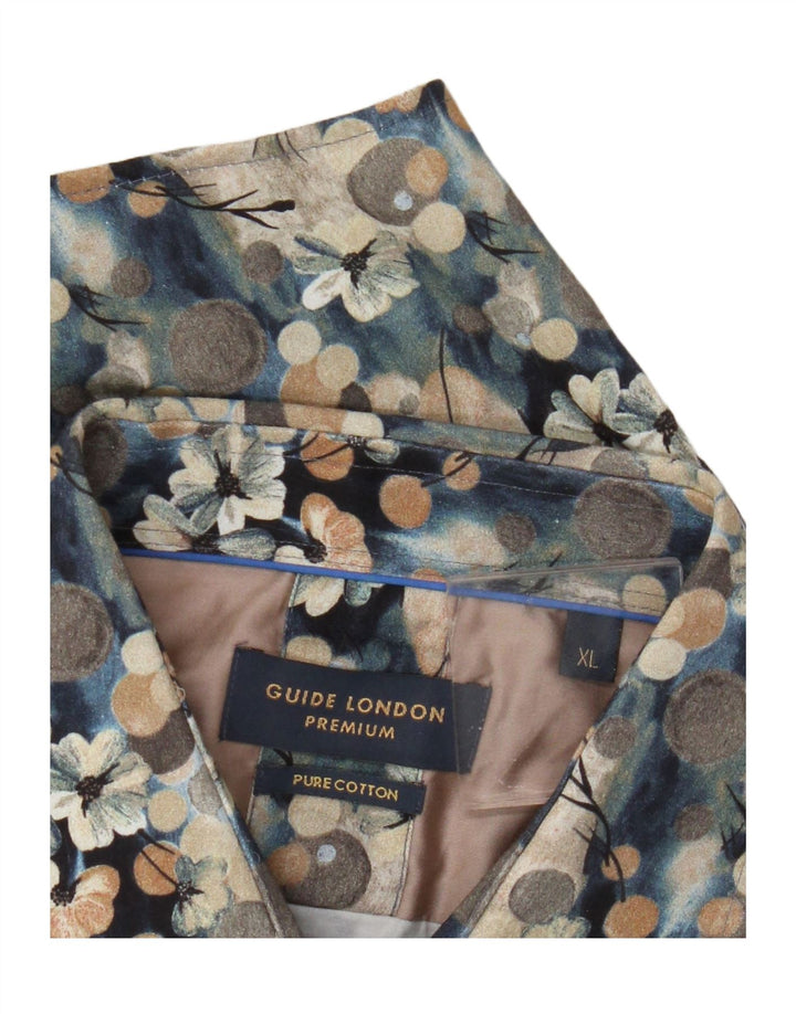 Cămașă pentru bărbați Guide London XL Blue Floral Bumbac
