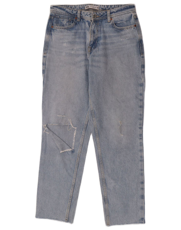Blugi de damă Zara cu talie înaltă învechiți EU 34 2XS L24 L27 Bumbac albastru