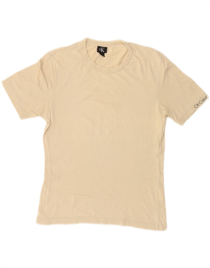 CALVIN KLEIN Tricou pentru femei Top UK 14 Large Beige Bumbac