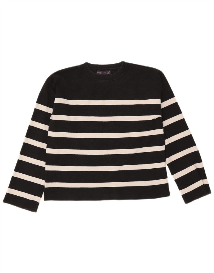 Pulover pentru femei Marks & Spencer cu decolteu triplu UK 12 mediu cu dungi negre