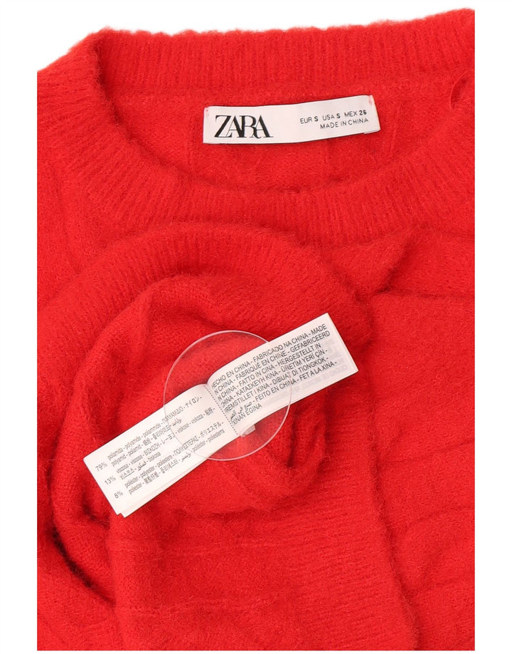 Zara femei Crop Vest Tank Top UK 10 Poliamidă roșie mică
