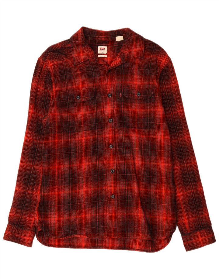 Cămașă standard de flanel pentru bărbați LEVI'S, bumbac cu carouri roșii medii