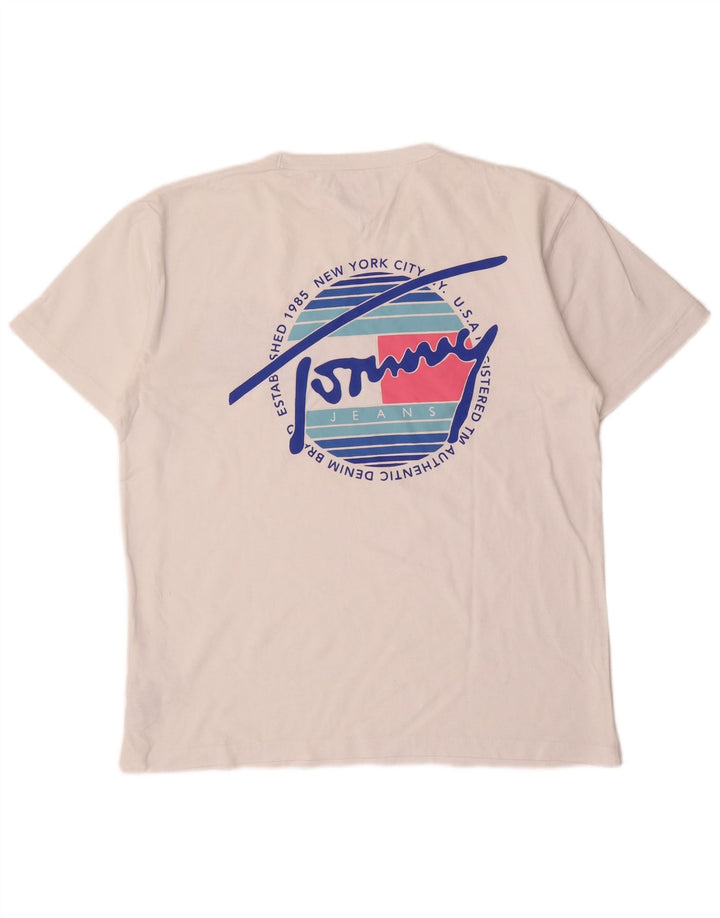 TOMMY HILFIGER Tricou grafic pentru bărbați Top mare din bumbac alb