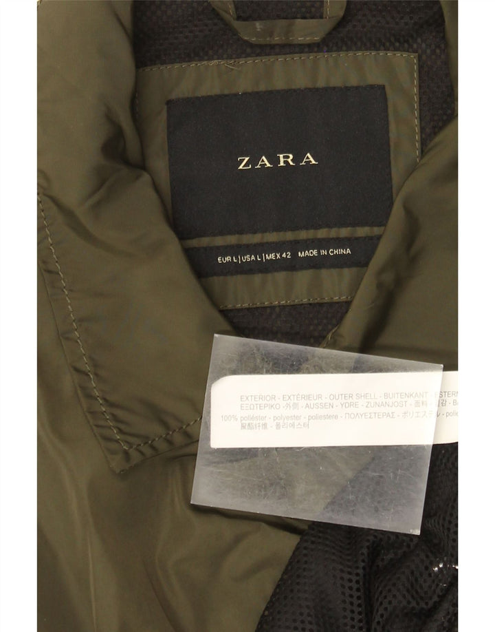 Jachetă de ploaie pentru bărbați Zara UK 40 Poliester kaki mare