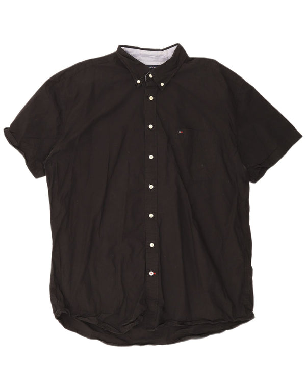 Cămașă cu mânecă scurtă pentru bărbați Tommy Hilfiger, cu ajustare clasică, 2XL, bumbac negru