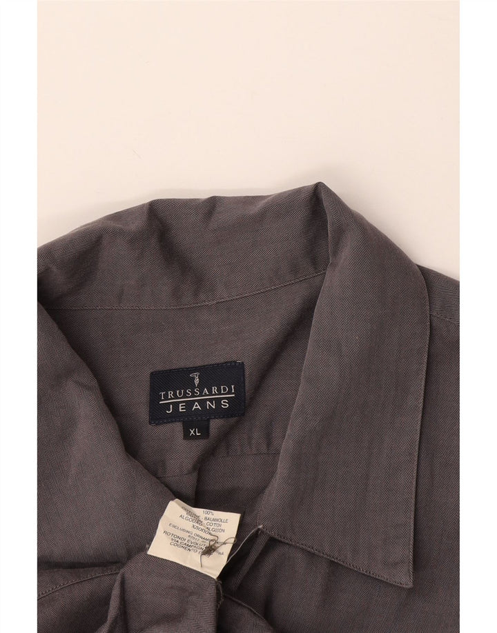 Cămașă cu mânecă scurtă pentru bărbați Trussardi, bumbac XL, gri cu oase