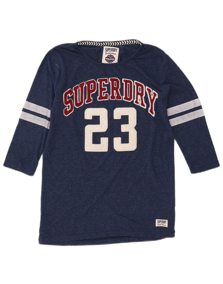 SUPERDRY Top grafic pentru femei cu mâneci 3/4 UK 2 2XS bleumarin poliester
