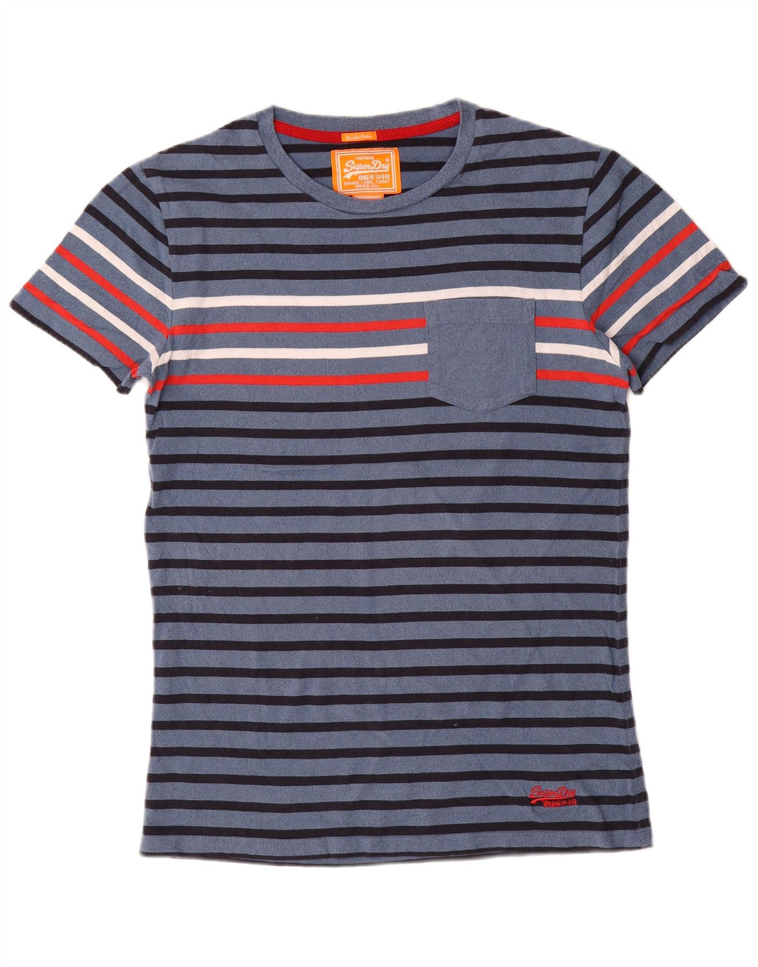 Tricou pentru bărbați Superdry Top Mediu Bleumarin, Bumbac cu dungi