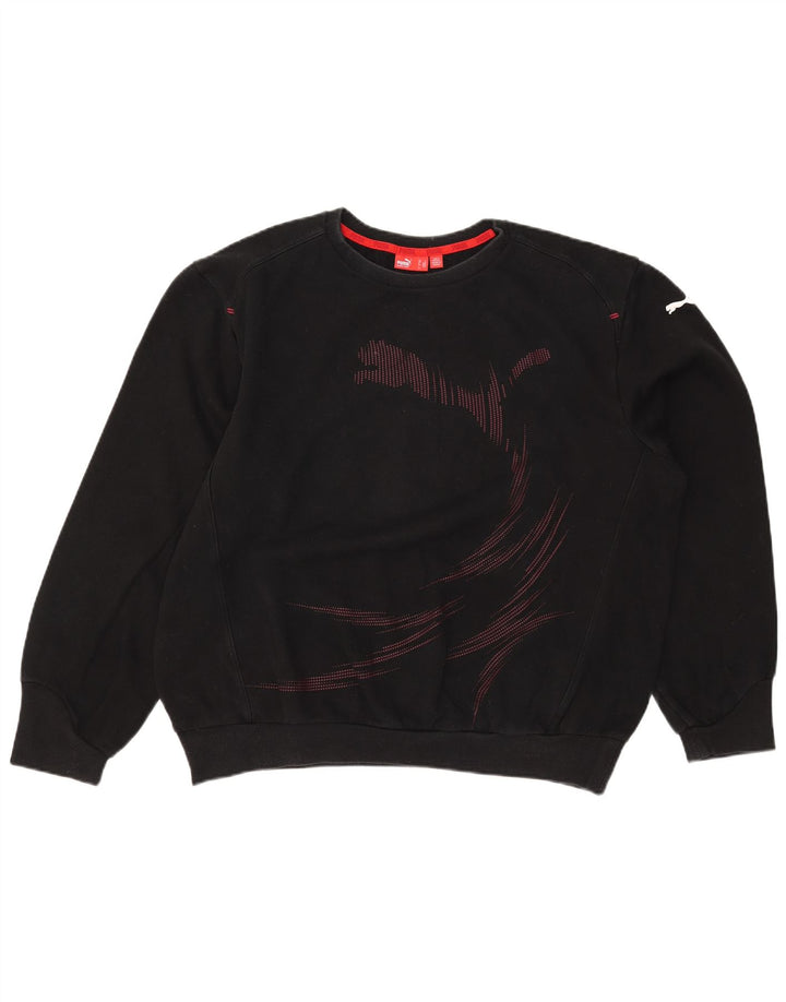 Hanorac grafic pentru bărbați PUMA Pulover mare din bumbac negru