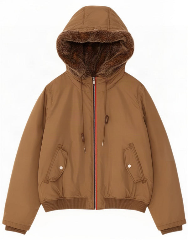Jachetă căptușită cu glugă Tommy Hilfiger pentru femei UK 14 mare, maro, nailon