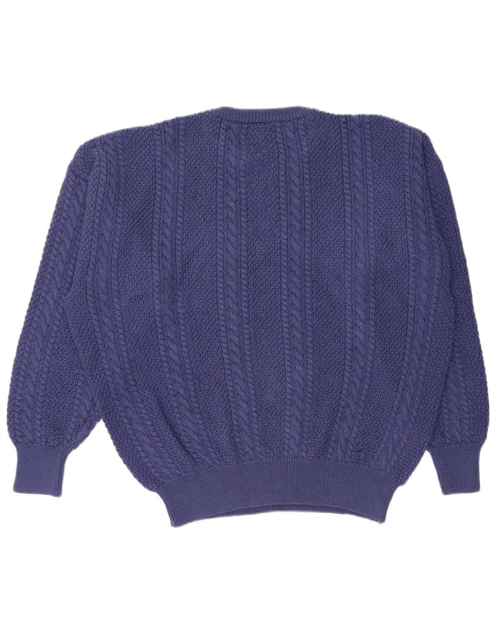 Pulover VINTAGE pentru bărbați, cu gât crew, XL, lână virgină bleumarin