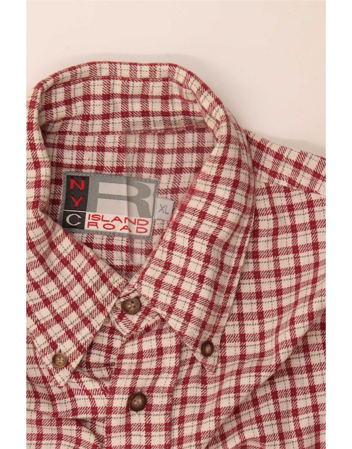 Cămașă Vintage pentru bărbați din flanel XL bordeaux cu carouri