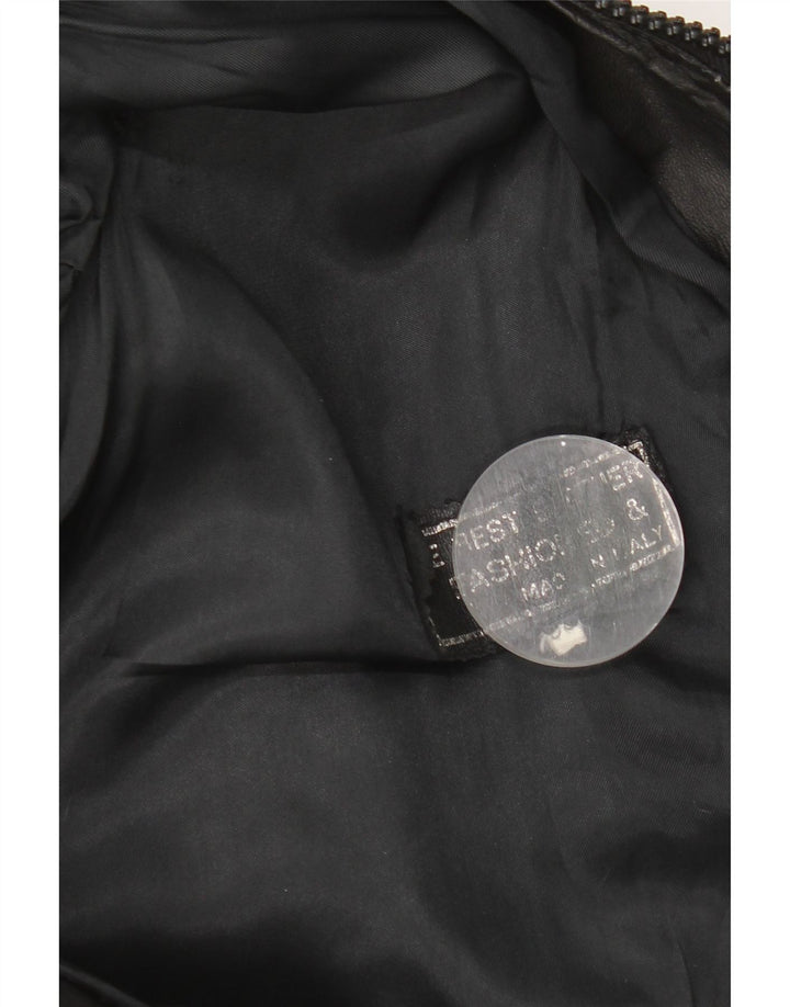 Jachetă de piele vintage pentru femei UK 18 XL din piele neagră