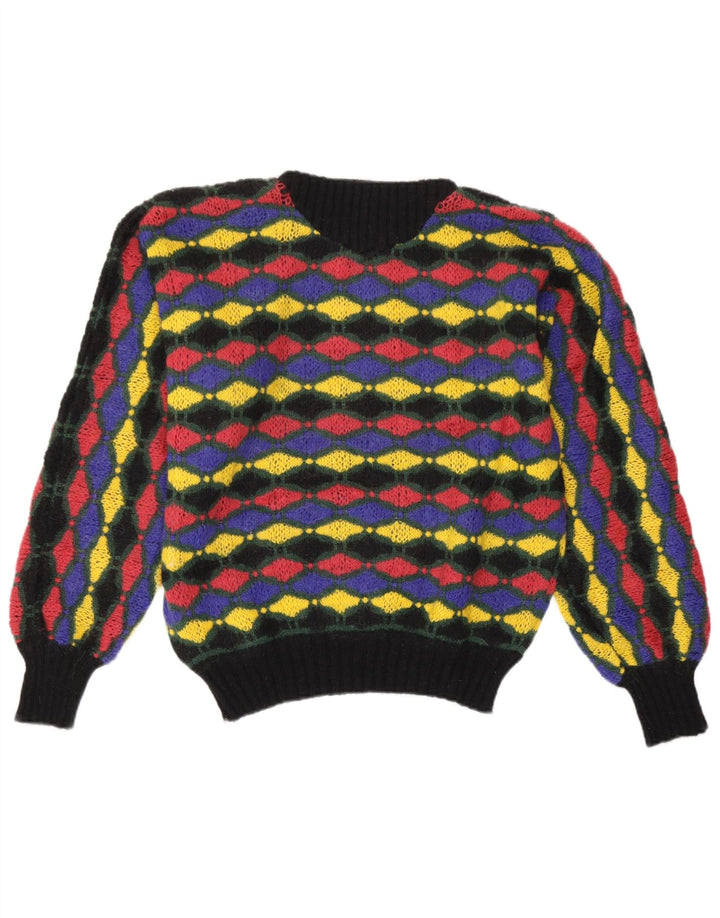 Pulover Vintage pentru damă cu gât de barcă IT 46 mare, multicolor, geometric