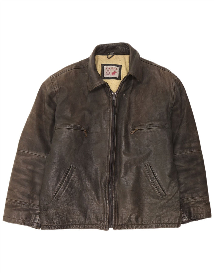 Jachetă din piele pentru bărbați Tauri UK 42 XL din piele neagră