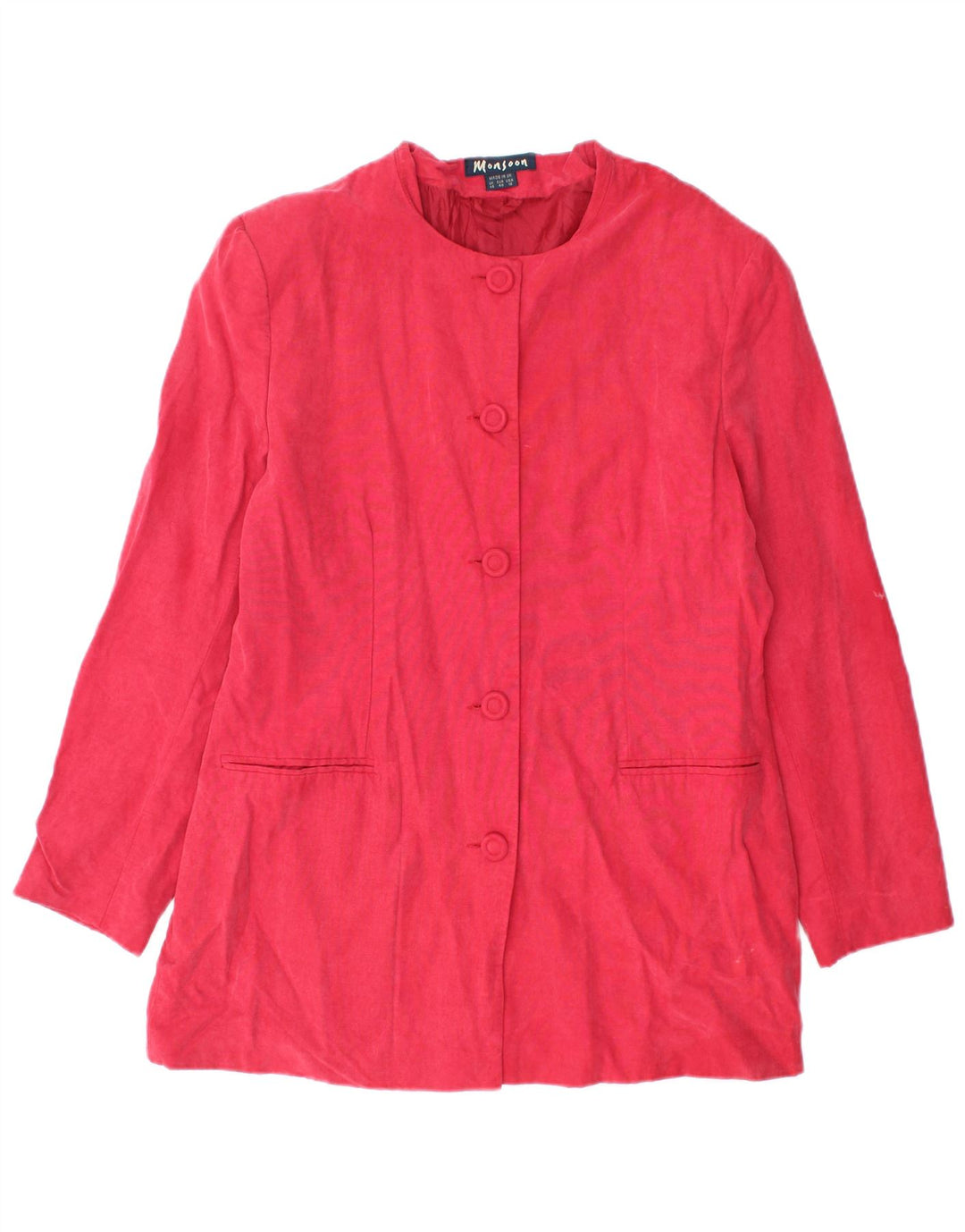 Sacou blazer pentru femei Monsoon cu 5 nasturi UK 14, viscoză roșie medie