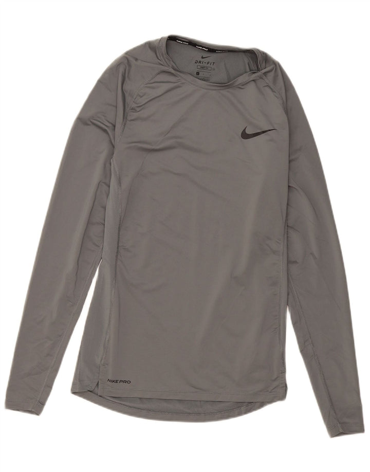 Tricou cu mânecă lungă pentru bărbați Nike Tight Fit, gri poliester