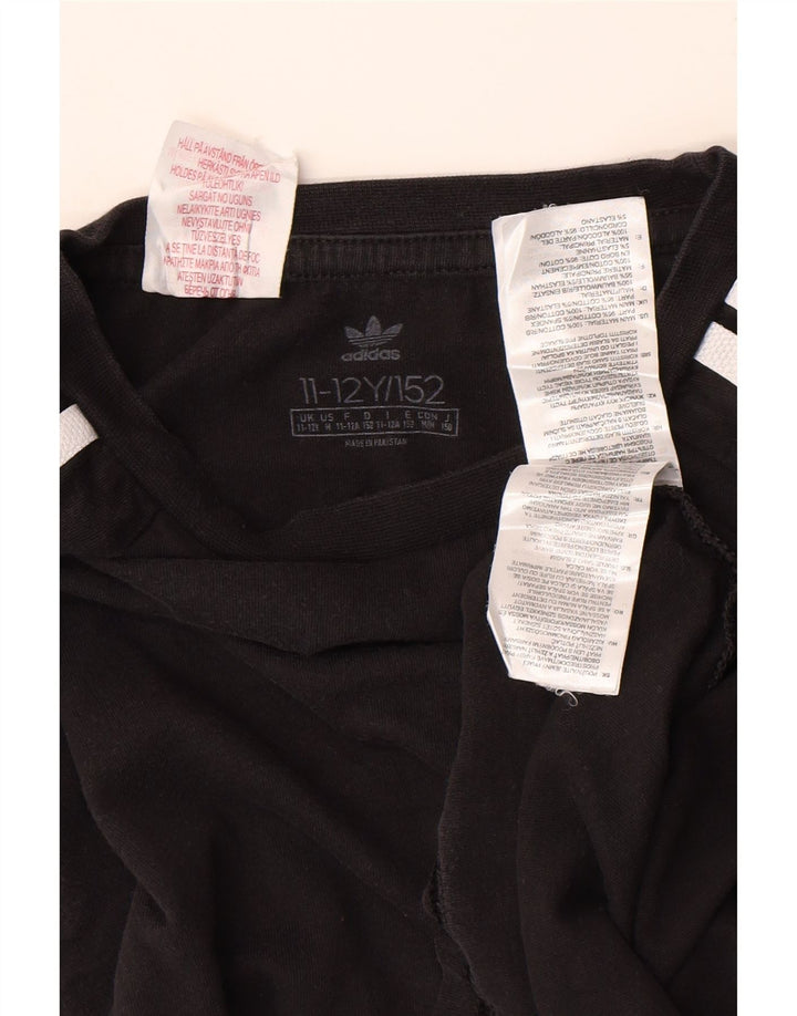 Top pentru băieți Adidas cu mânecă lungă 11-12 ani, bumbac negru