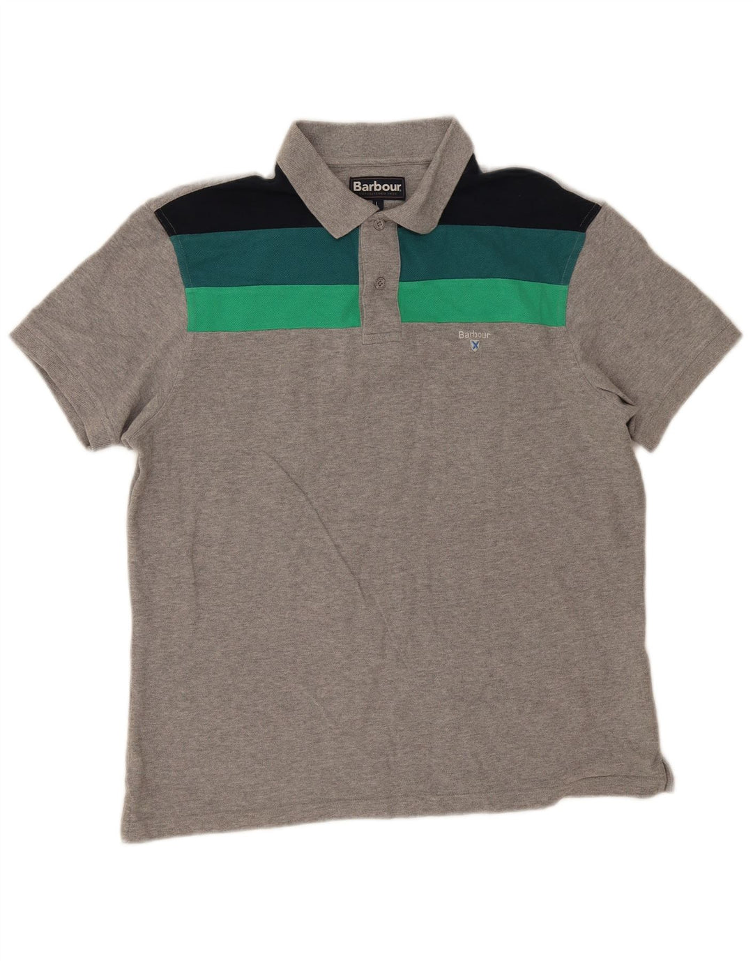 Cămașă polo Barbour pentru bărbați, mare, gri din bumbac color bloc