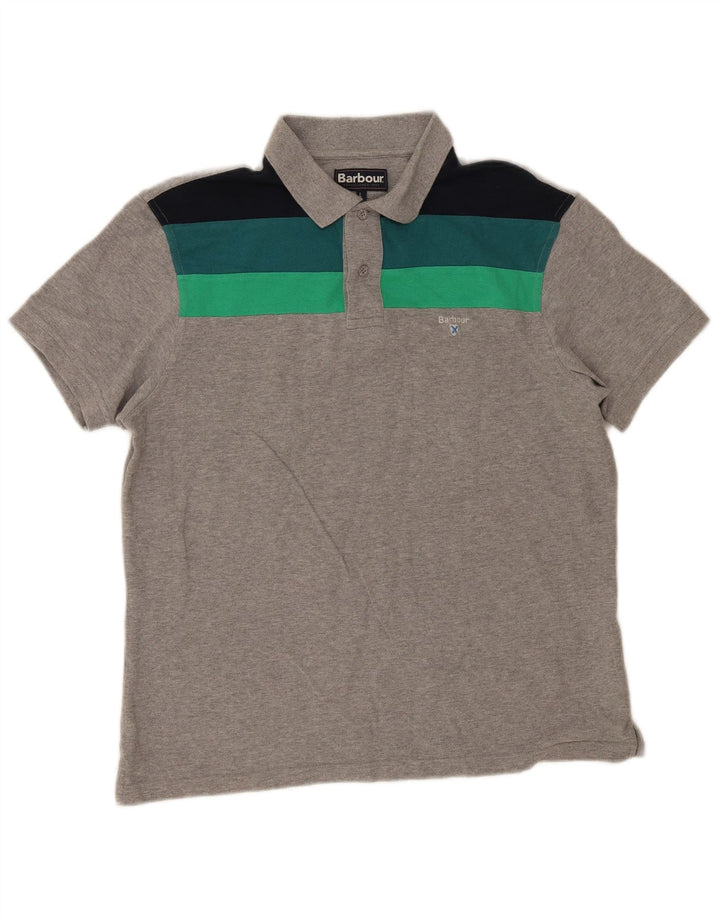 Cămașă polo Barbour pentru bărbați, mare, gri din bumbac color bloc