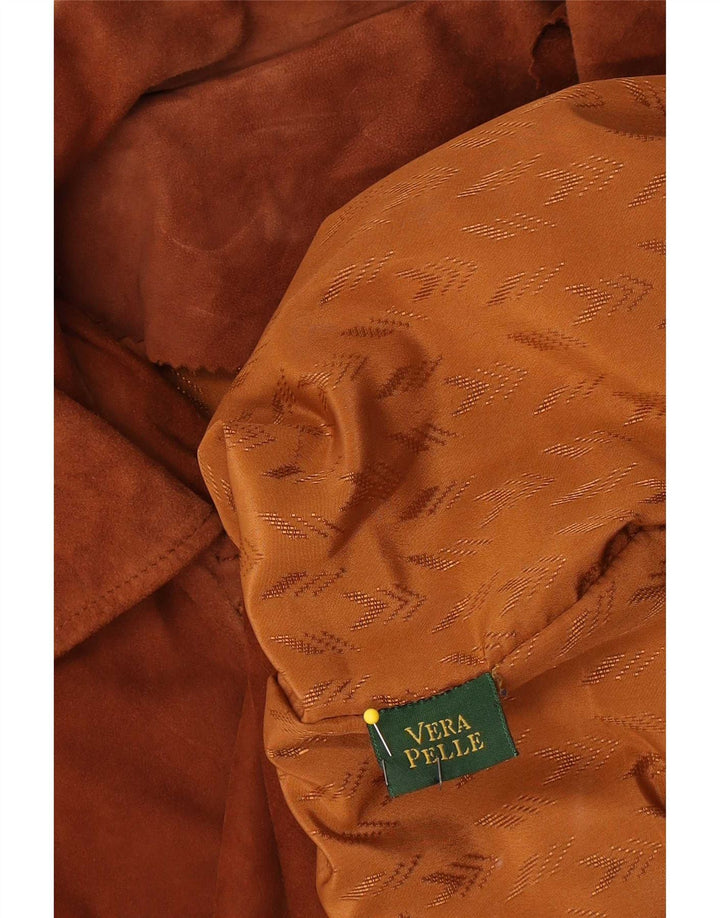 Jachetă vintage de piele intoarsa pentru femei UK 18 XL maro