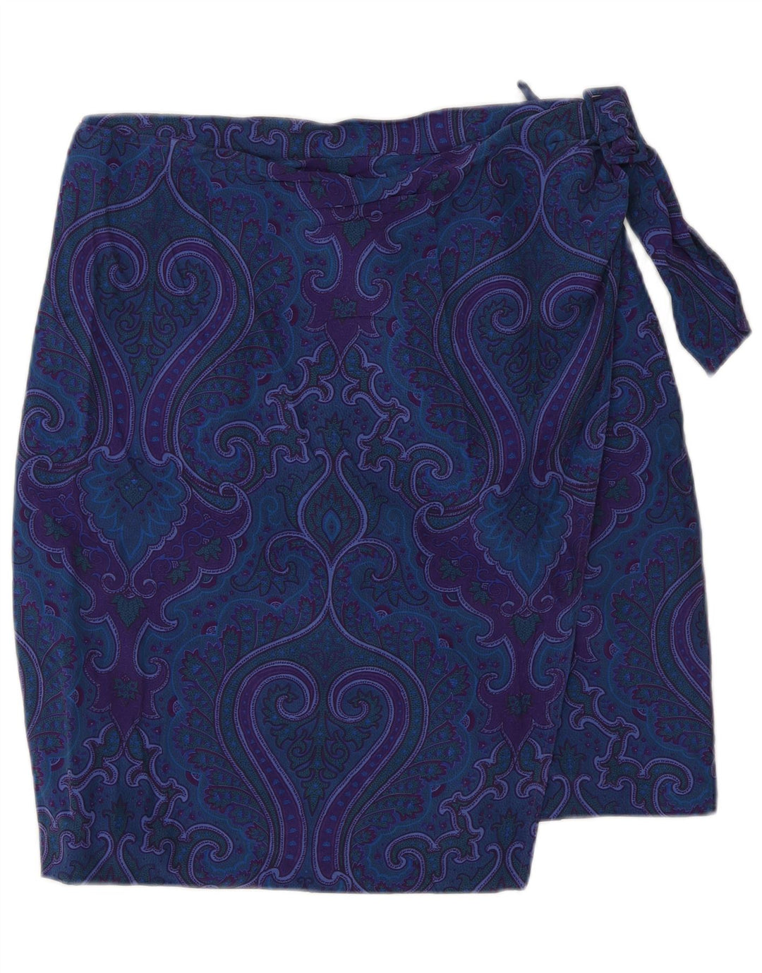 Fusta Wrap pentru femei VINTAGE EU 40 Medium W30 Blue Paisley Silk