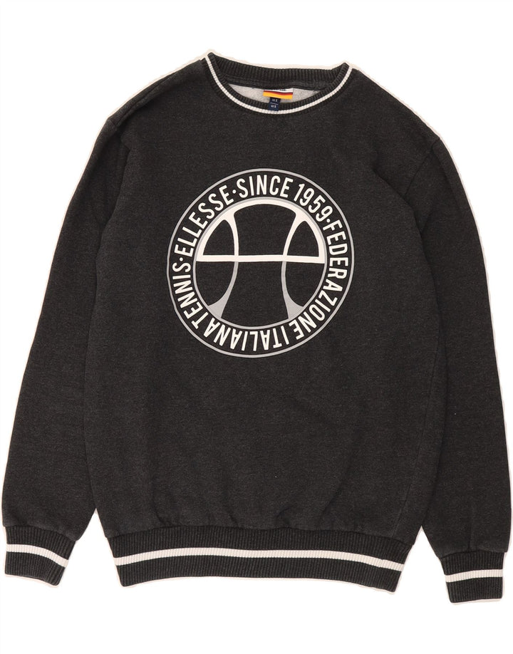 ELLESSE Mens Graphic Sweatshirt Jumper Small Grey Cotton Vintage Ellesse and Second-Hand Ellesse from Messina Hembry 