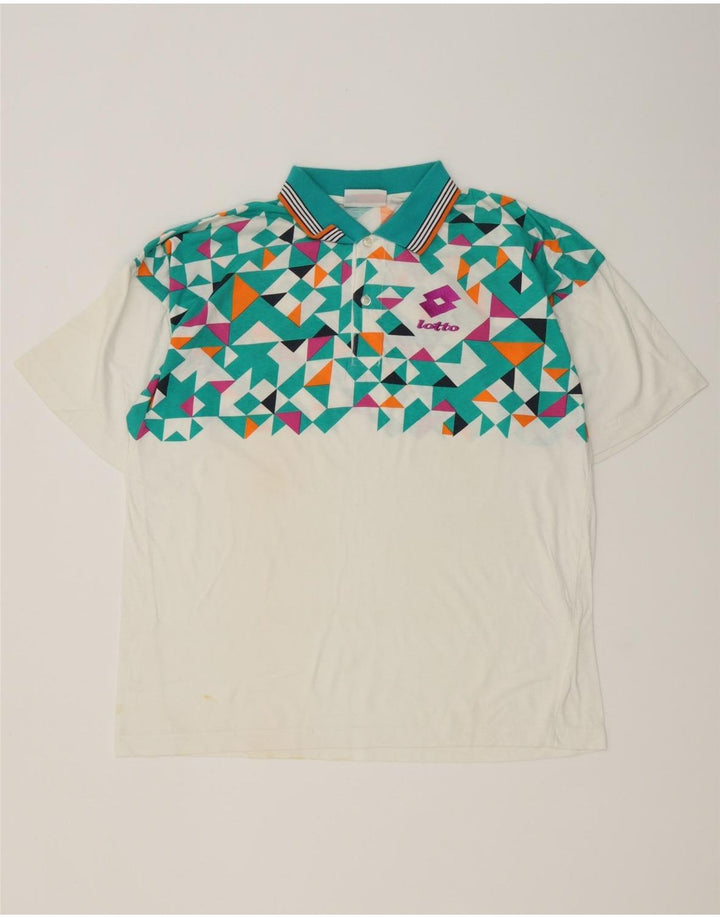 Tricou polo pentru bărbați Lotto, mare, alb, geometric