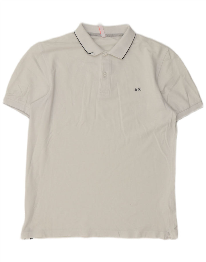 Tricou polo Sun68 pentru bărbați, bumbac alb mediu