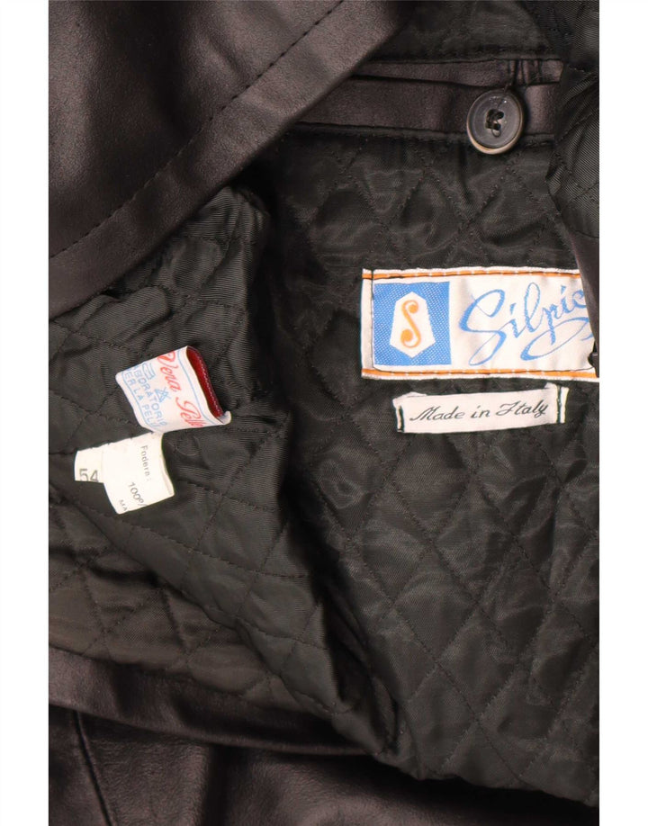 Jachetă din piele vintage pentru bărbați IT 54 2XL din piele neagră