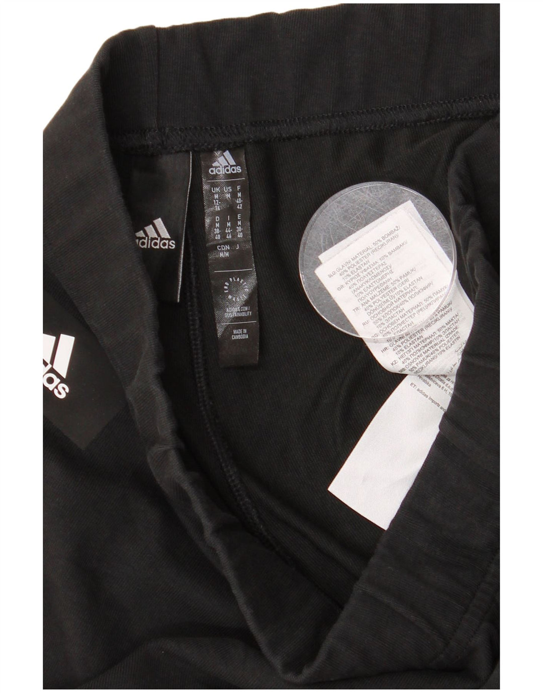 Leggings grafic Adidas pentru femei UK 12/14 bumbac mediu negru