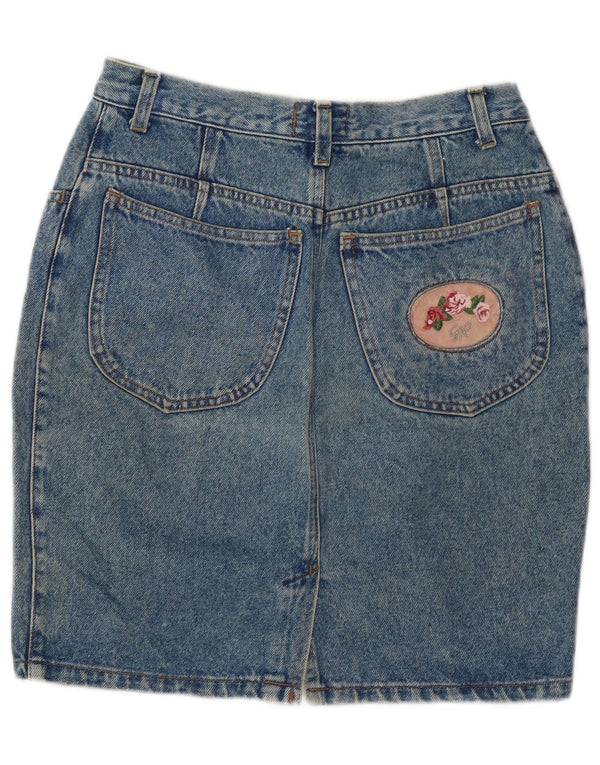 Fusta de blugi vintage pentru femei cu talie înaltă IT 46 mare W30 bumbac albastru