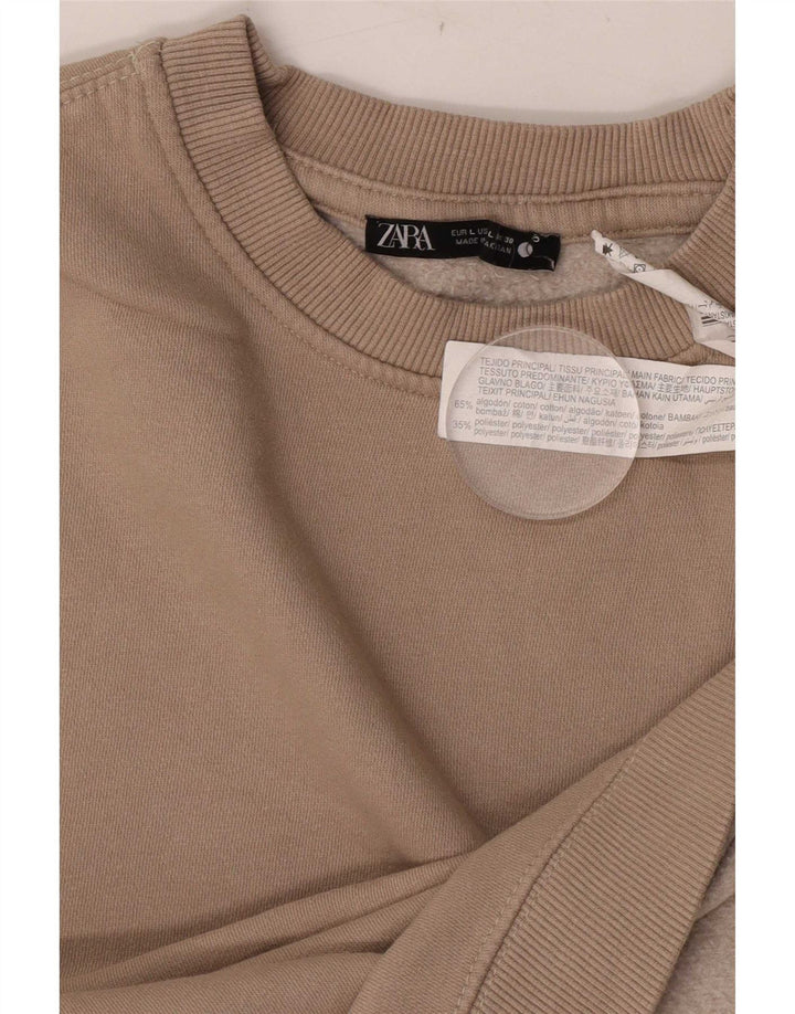 Pulover pentru femei Zara UK 14, mare, maro, bumbac