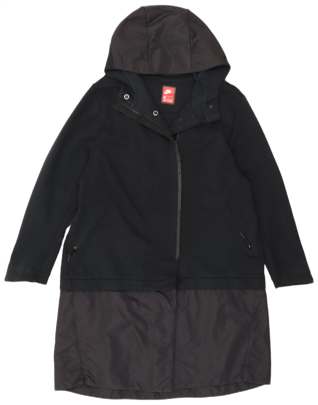 Pelernă de ploaie cu glugă Nike pentru femei UK 14 mare, negru, bumbac