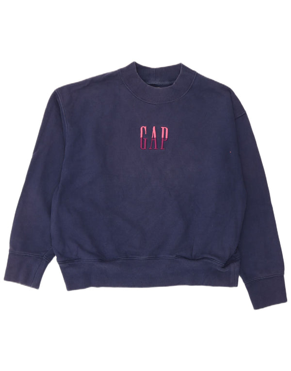 Pulover cu grafic pentru femei Gap UK 16 mare bumbac bleumarin