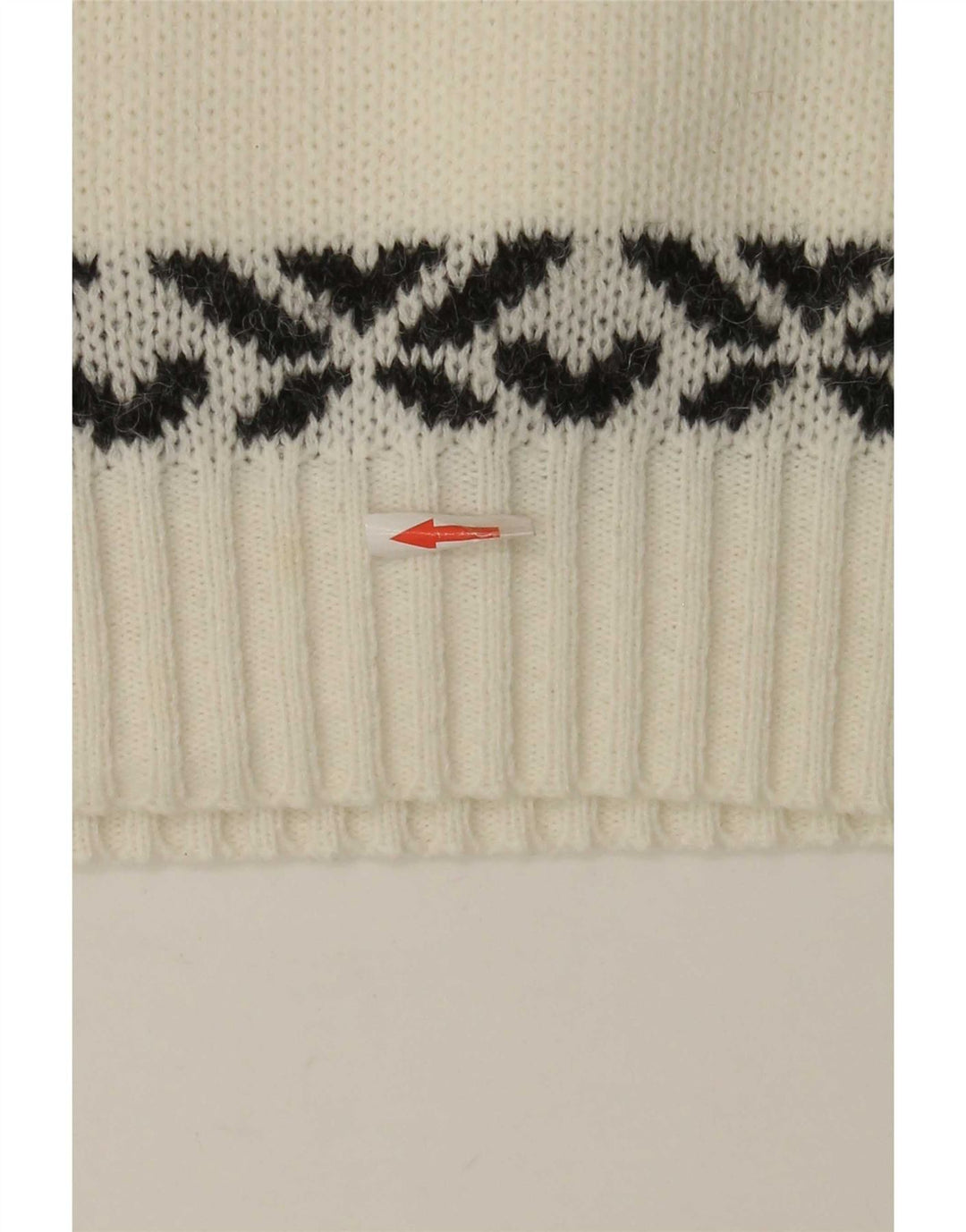 Pulover vintage pentru bărbați cu gâtul turnat, alb mediu, Fair Isle