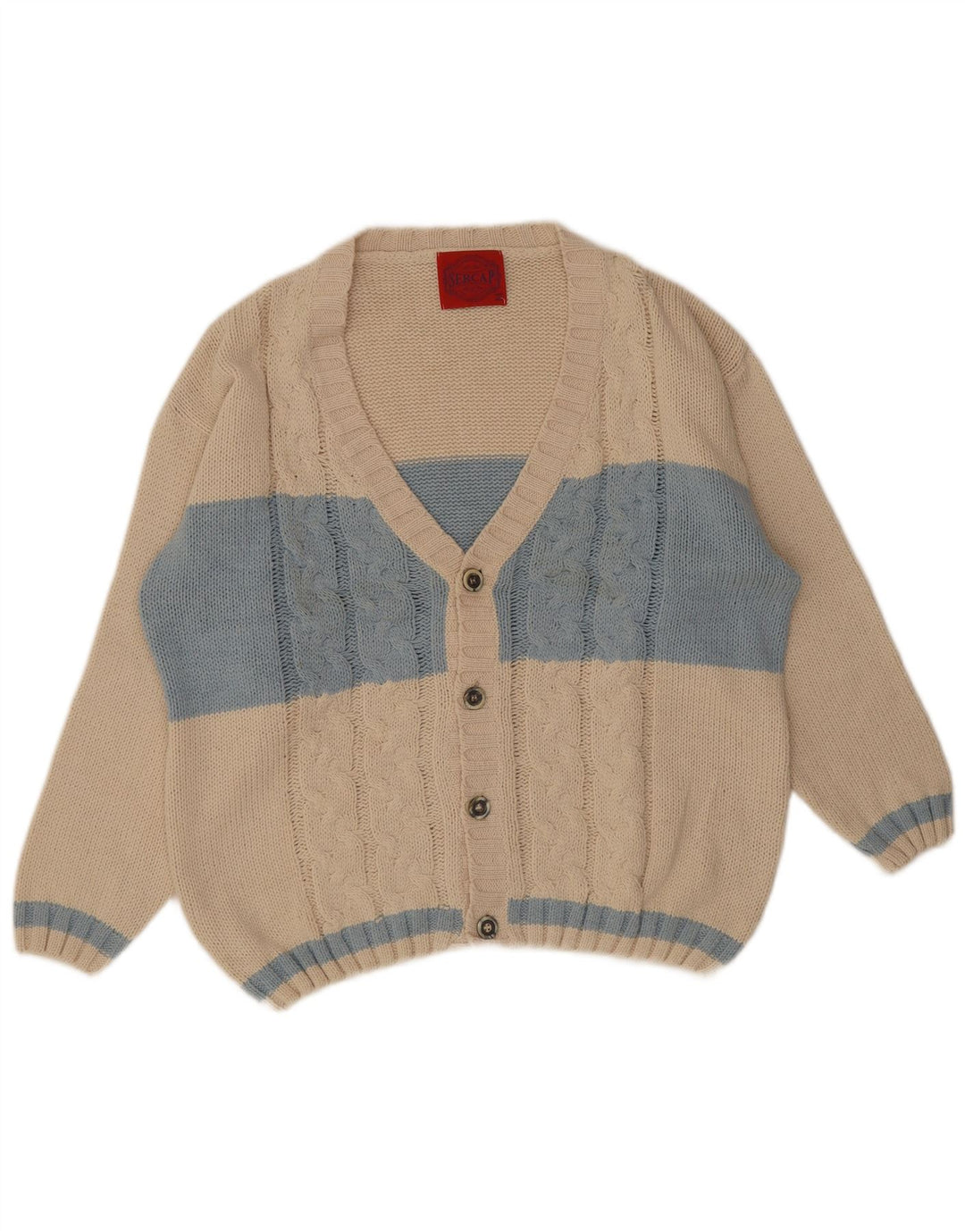 Pulover cardigan pentru bărbați Sercap XL, bej, bumbac color bloc