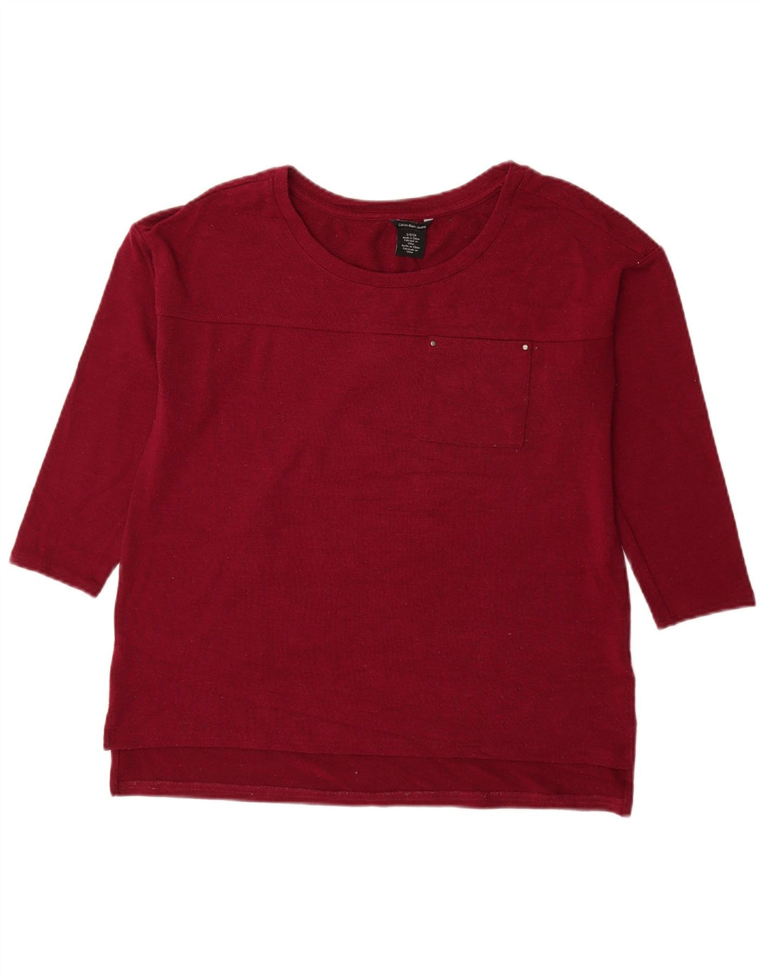 CALVIN KLEIN JEANS Top pentru femei cu mâneci 3/4 UK 10 Mic Bordeaux Poliester