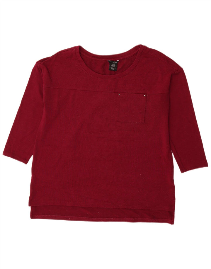 CALVIN KLEIN JEANS Top pentru femei cu mâneci 3/4 UK 10 Mic Bordeaux Poliester