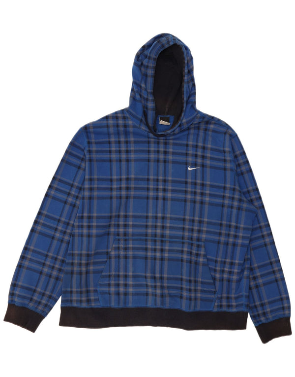 Pulover Nike pentru bărbați cu glugă, 2XL, bumbac cu check albastru