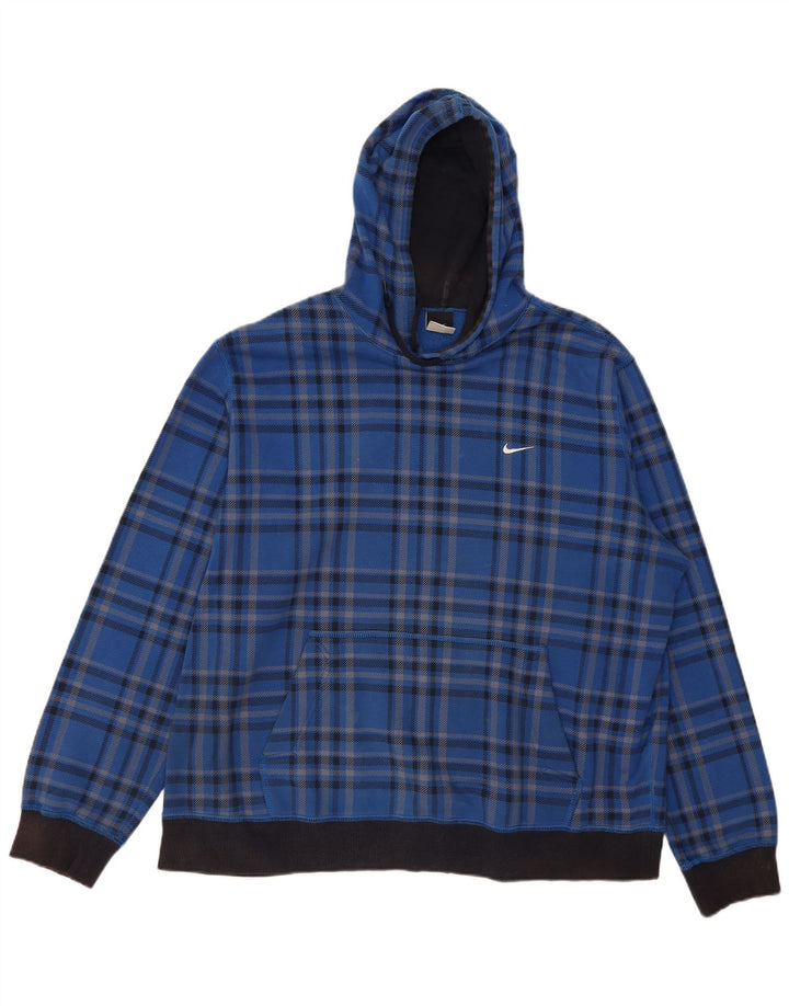 Pulover Nike pentru bărbați cu glugă, 2XL, bumbac cu check albastru