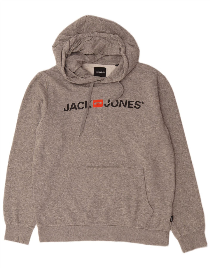 Pulover Jack & Jones pentru bărbați cu capota cu grafică, gri mediu pete