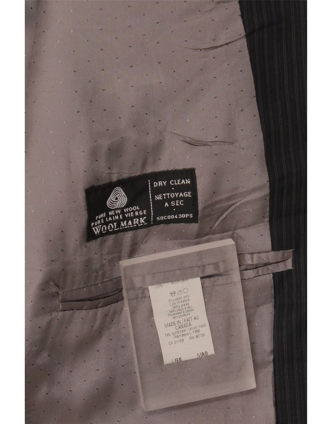 Jachetă pentru bărbați Calvin Klein cu paragate UK 44 2XL Lână nouă neagră cu dungi