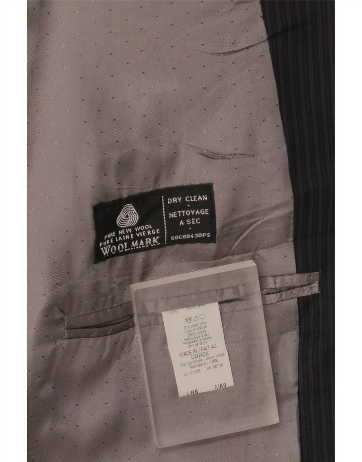 Jachetă pentru bărbați Calvin Klein cu paragate UK 44 2XL Lână nouă neagră cu dungi