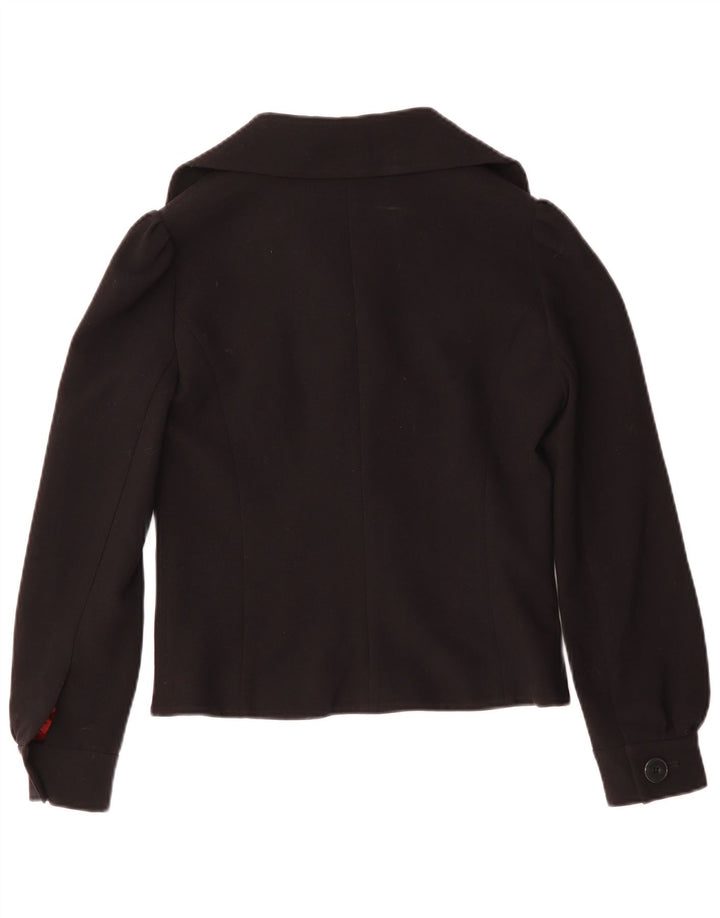 Sultanna Frantsuzova Jachetă Blazer pentru femei cu 3 nasturi UK 10 Mic Negru Rayon